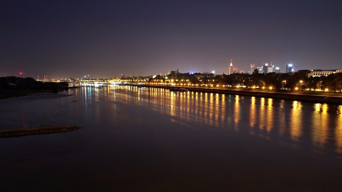 The view of Warsaw along the Vistula River